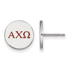 Sterling Silver Rhodium-plated LogoArt Alpha Chi Omega Sorority Greek Letters Color Enamel Post Earrings