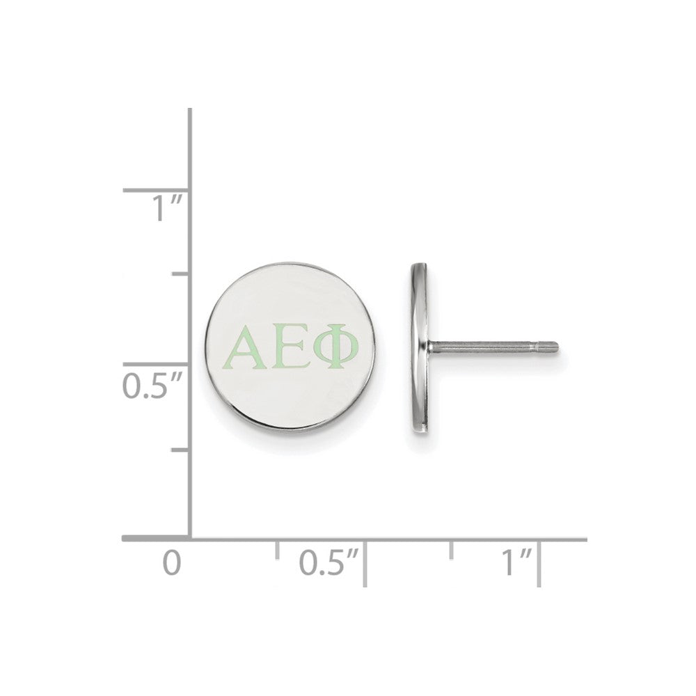 Sterling Silver Rhodium-plated LogoArt Alpha Epsilon Phi Sorority Greek Letters Color Enamel Post Earrings