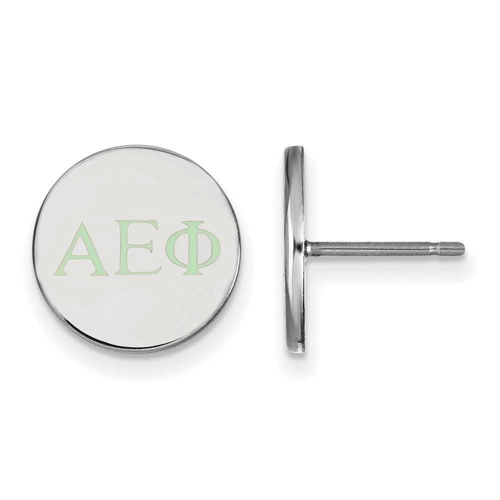 Sterling Silver Rhodium-plated LogoArt Alpha Epsilon Phi Sorority Greek Letters Color Enamel Post Earrings
