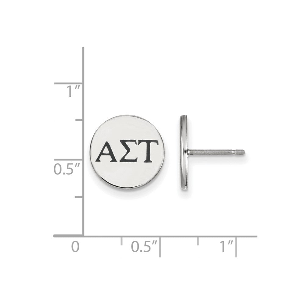 Sterling Silver Rhodium-plated LogoArt Alpha Sigma Tau Sorority Greek Letters Color Enamel Post Earrings