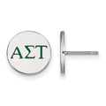 Sterling Silver Rhodium-plated LogoArt Alpha Sigma Tau Sorority Greek Letters Color Enamel Post Earrings