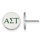 Sterling Silver Rhodium-plated LogoArt Alpha Sigma Tau Sorority Greek Letters Color Enamel Post Earrings