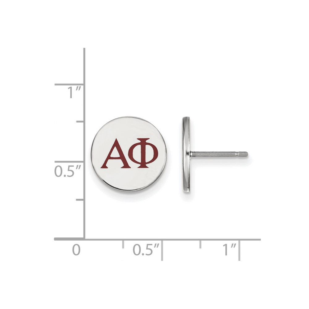 Sterling Silver Rhodium-plated LogoArt Alpha Phi Sorority Greek Letters Color Enamel Post Earrings