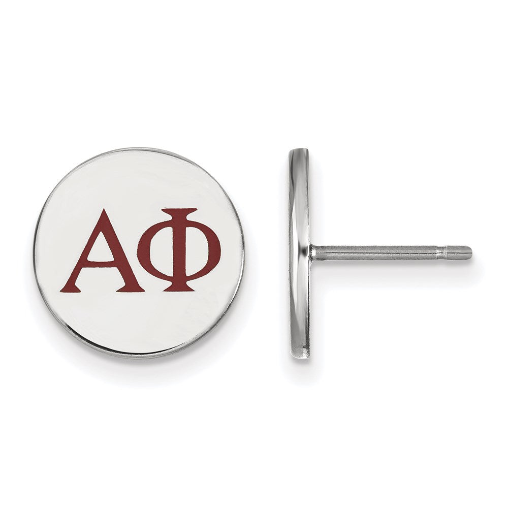 Sterling Silver Rhodium-plated LogoArt Alpha Phi Sorority Greek Letters Color Enamel Post Earrings