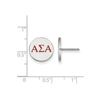 Sterling Silver Rhodium-plated LogoArt Alpha Sigma Alpha Sorority Greek Letters Color Enamel Post Earrings