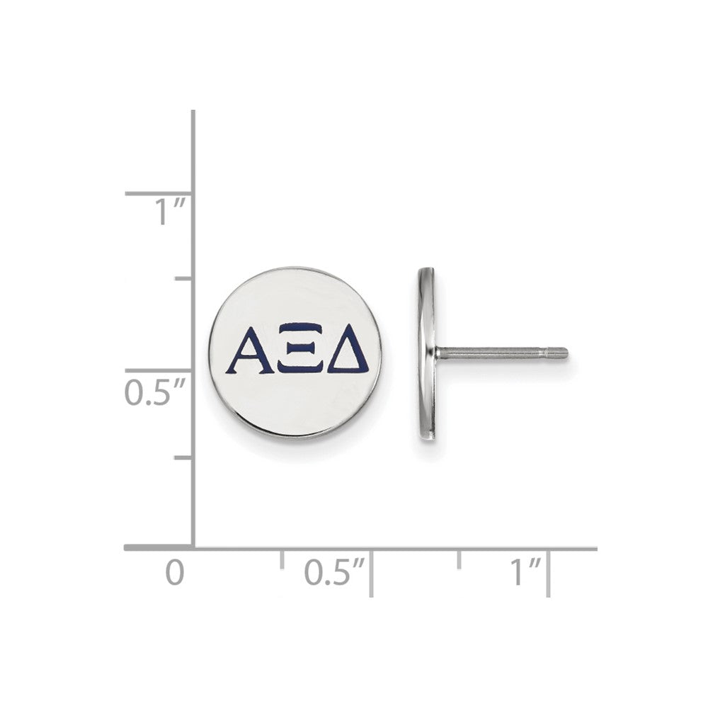 Sterling Silver Rhodium-plated LogoArt Alpha Xi Delta Sorority Greek Letters Color Enamel Post Earrings