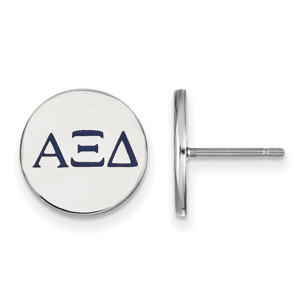 Sterling Silver Rhodium-plated LogoArt Alpha Xi Delta Sorority Greek Letters Color Enamel Post Earrings