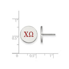 Sterling Silver Rhodium-plated LogoArt Chi Omega Sorority Greek Letters Color Enamel Post Earrings