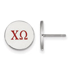 Sterling Silver Rhodium-plated LogoArt Chi Omega Sorority Greek Letters Color Enamel Post Earrings