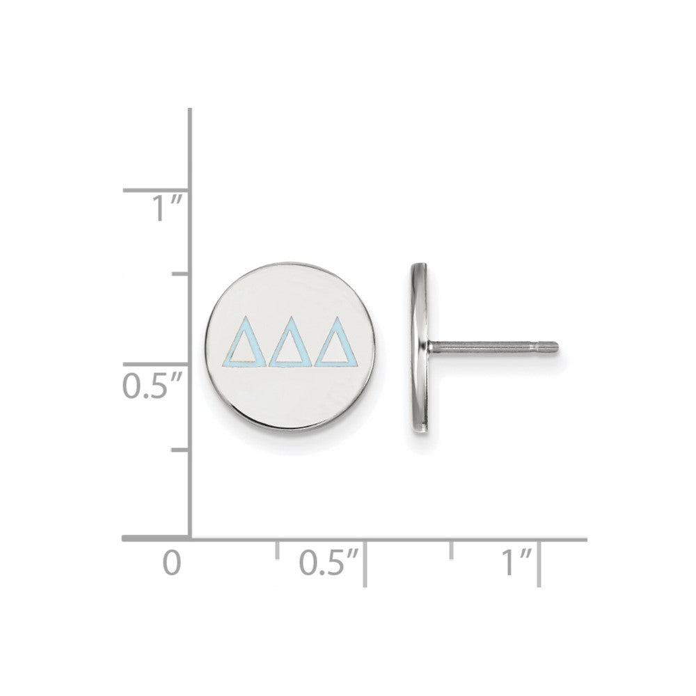 Sterling Silver Rhodium-plated LogoArt Delta Delta Delta Sorority Greek Letters Color Enamel Post Earrings