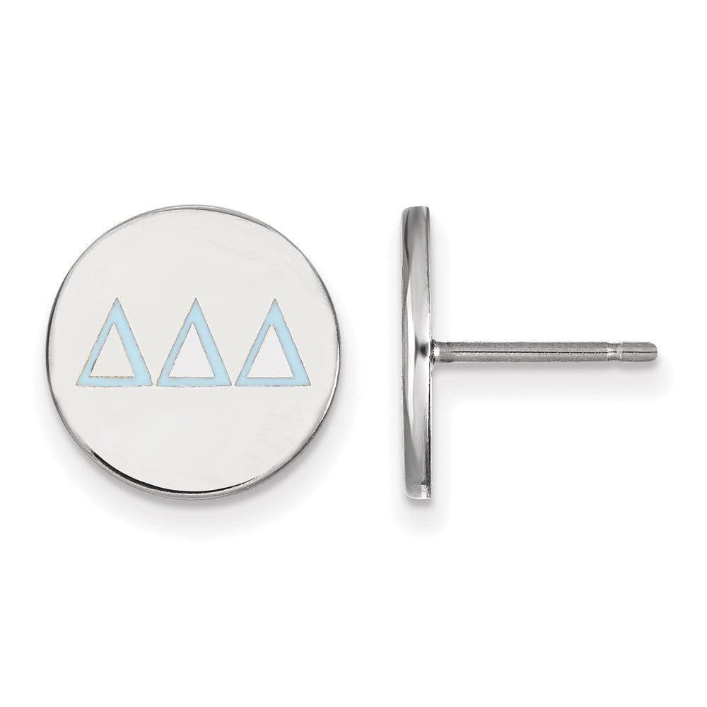 Sterling Silver Rhodium-plated LogoArt Delta Delta Delta Sorority Greek Letters Color Enamel Post Earrings