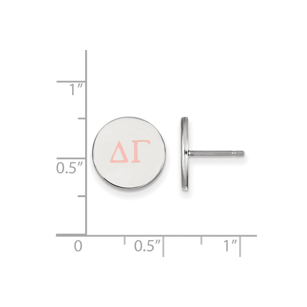 Sterling Silver Rhodium-plated LogoArt Delta Gamma Sorority Greek Letters Color Enamel Post Earrings