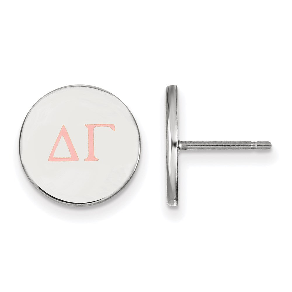 Sterling Silver Rhodium-plated LogoArt Delta Gamma Sorority Greek Letters Color Enamel Post Earrings