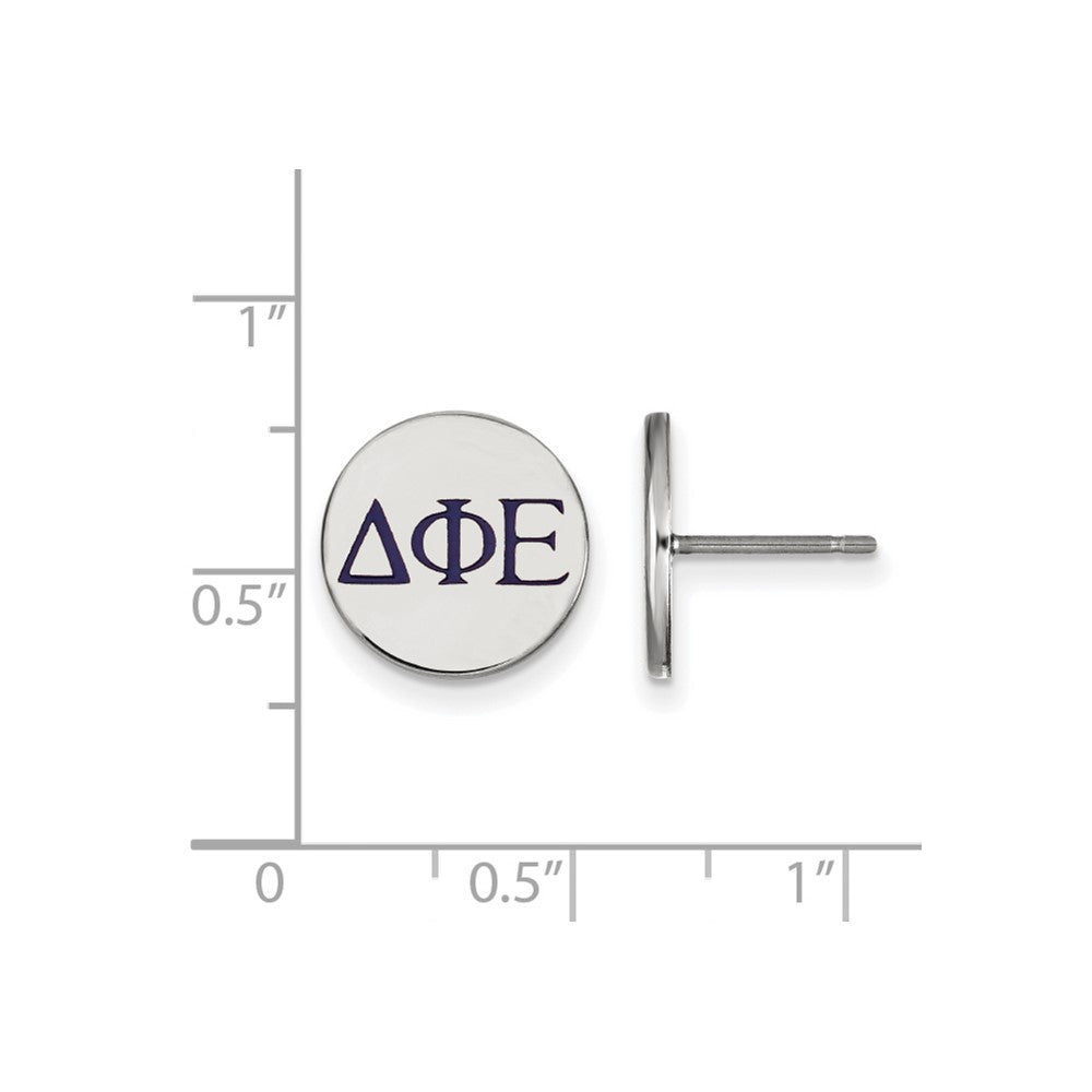 Sterling Silver Rhodium-plated LogoArt Delta Phi Epsilon Sorority Greek Letters Color Enamel Post Earrings
