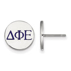 Sterling Silver Rhodium-plated LogoArt Delta Phi Epsilon Sorority Greek Letters Color Enamel Post Earrings