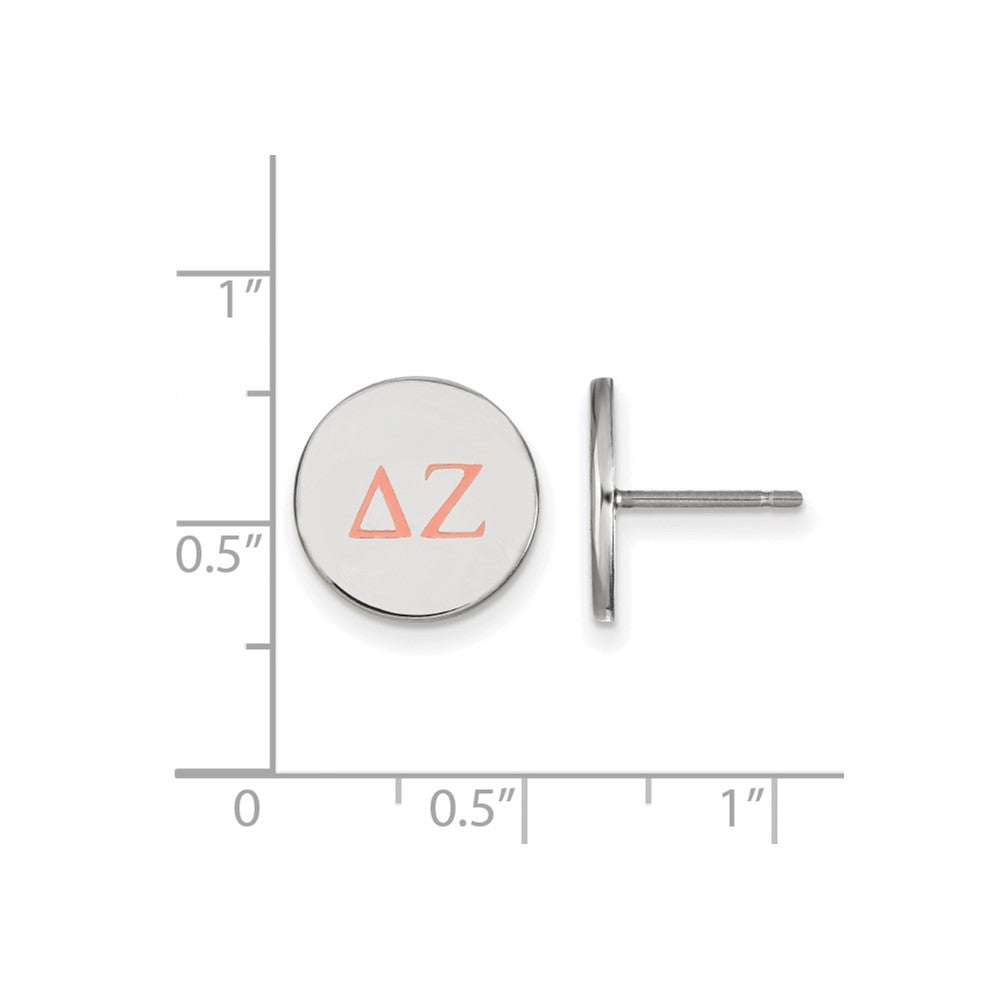 Sterling Silver Rhodium-plated LogoArt Delta Zeta Sorority Greek Letters Color Enamel Post Earrings