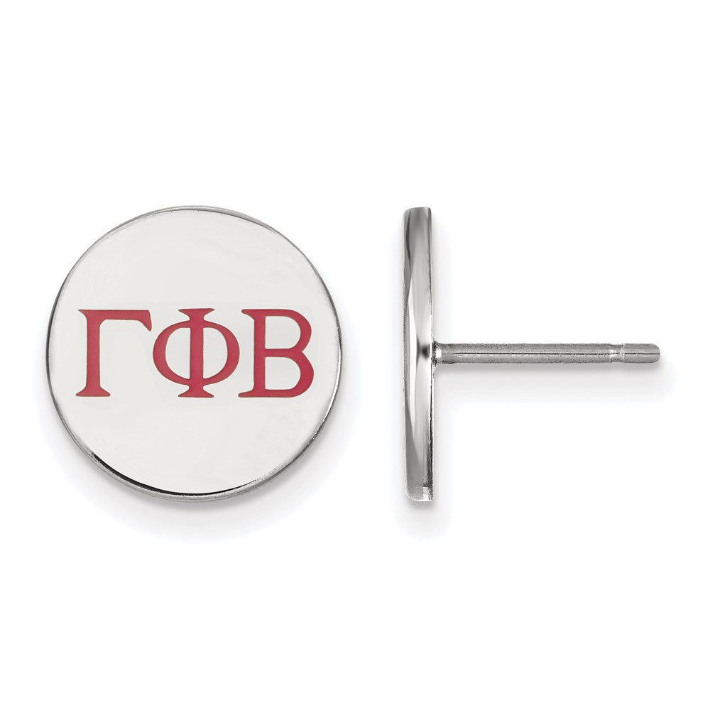 Sterling Silver Rhodium-plated LogoArt Gamma Phi Beta Sorority Greek Letters Color Enamel Post Earrings