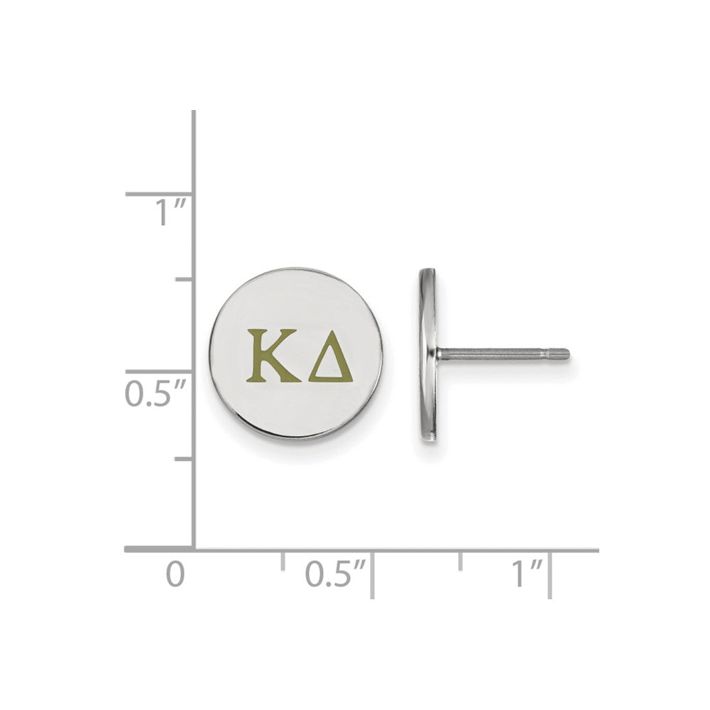Sterling Silver Rhodium-plated LogoArt Kappa Delta Sorority Greek Letters Color Enamel Post Earrings
