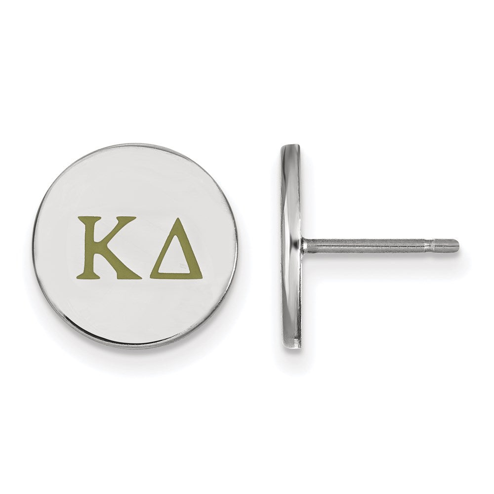 Sterling Silver Rhodium-plated LogoArt Kappa Delta Sorority Greek Letters Color Enamel Post Earrings