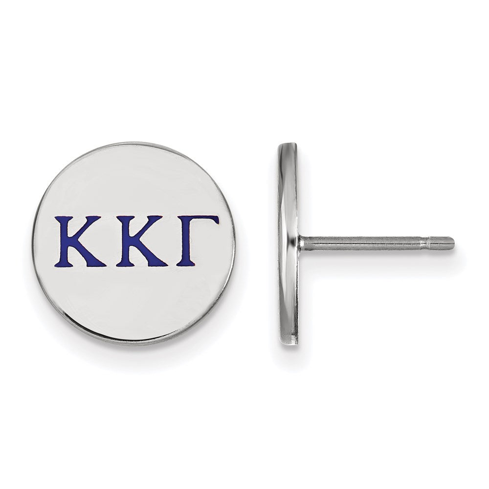Sterling Silver Rhodium-plated LogoArt Kappa Kappa Gamma Sorority Greek Letters Color Enamel Post Earrings
