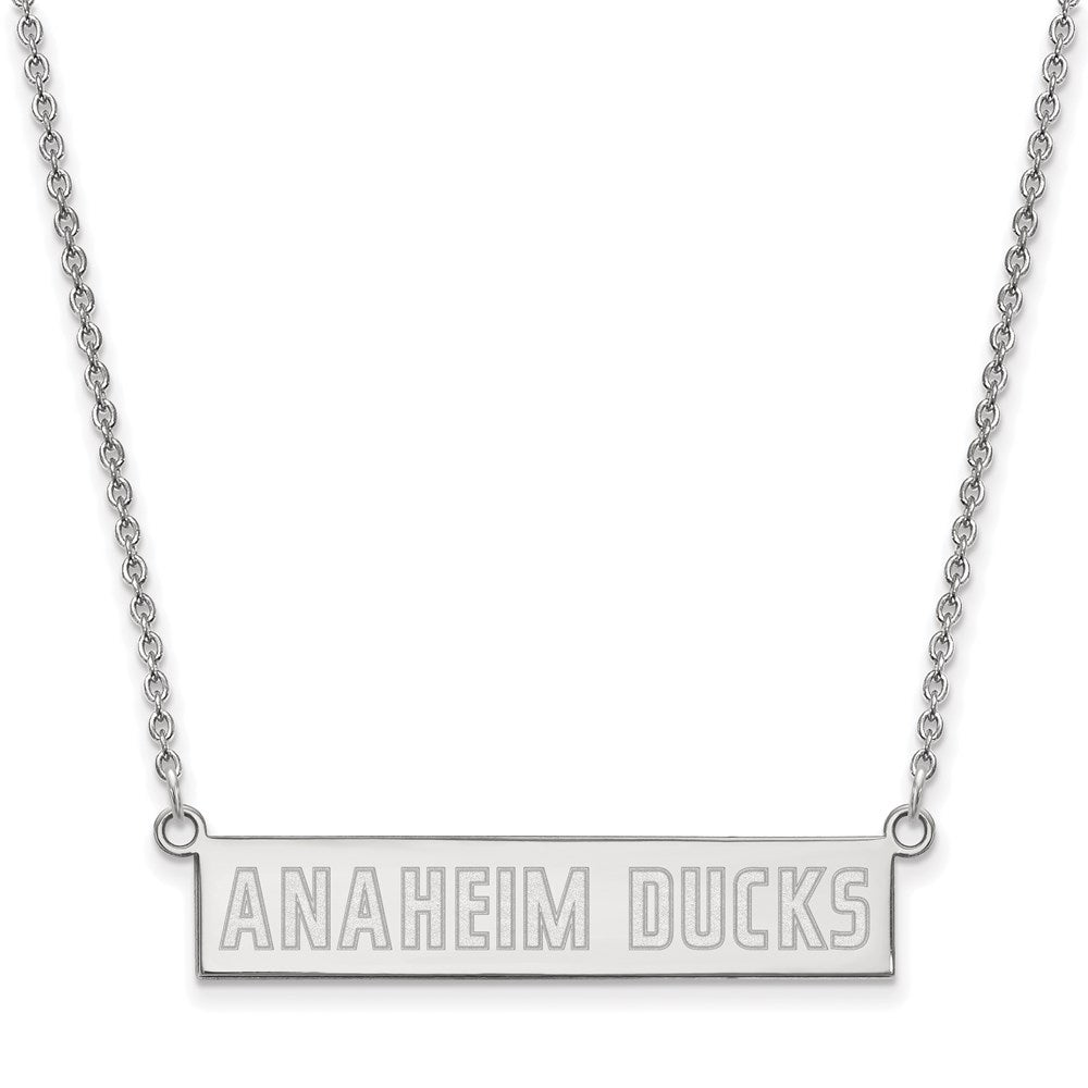 Sterling Silver Rhodium-plated NHL LogoArt Anaheim Ducks Small Bar 18 inch Necklace