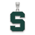 Sterling Silver Rhodium-plated LogoArt Michigan State University Letter S Large Enameled Pendant