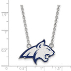 Sterling Silver Rhodium-plated LogoArt Montana State University Bobcat Large Enameled Pendant 18 inch Necklace