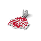 Sterling Silver Rhodium-plated LogoArt The Ohio State University Medium Enameled Pendant