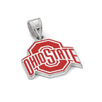 Sterling Silver Rhodium-plated LogoArt The Ohio State University Medium Enameled Pendant