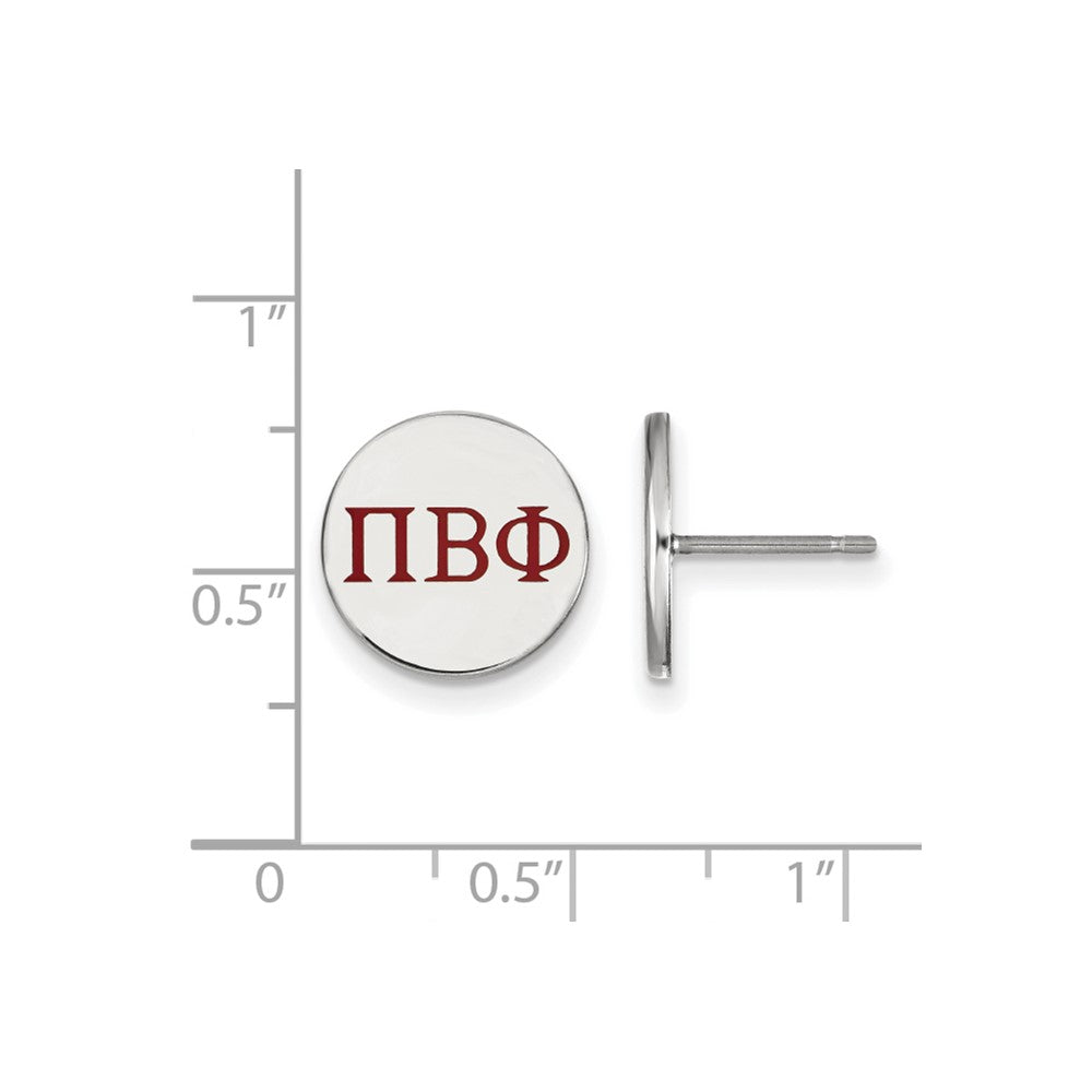 Sterling Silver Rhodium-plated LogoArt Pi Beta Phi Sorority Greek Letters Color Enamel Post Earrings