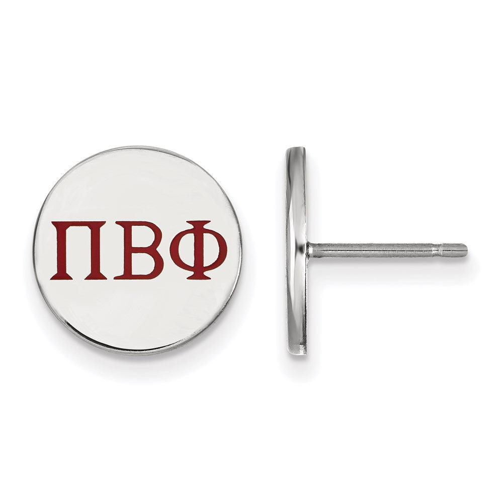 Sterling Silver Rhodium-plated LogoArt Pi Beta Phi Sorority Greek Letters Color Enamel Post Earrings