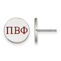 Sterling Silver Rhodium-plated LogoArt Pi Beta Phi Sorority Greek Letters Color Enamel Post Earrings