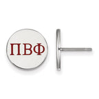 Sterling Silver Rhodium-plated LogoArt Pi Beta Phi Sorority Greek Letters Color Enamel Post Earrings