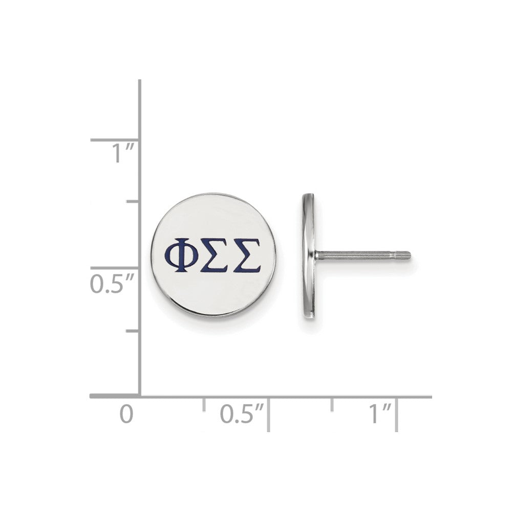 Sterling Silver Rhodium-plated LogoArt Phi Sigma Sigma Sorority Greek Letters Color Enamel Post Earrings