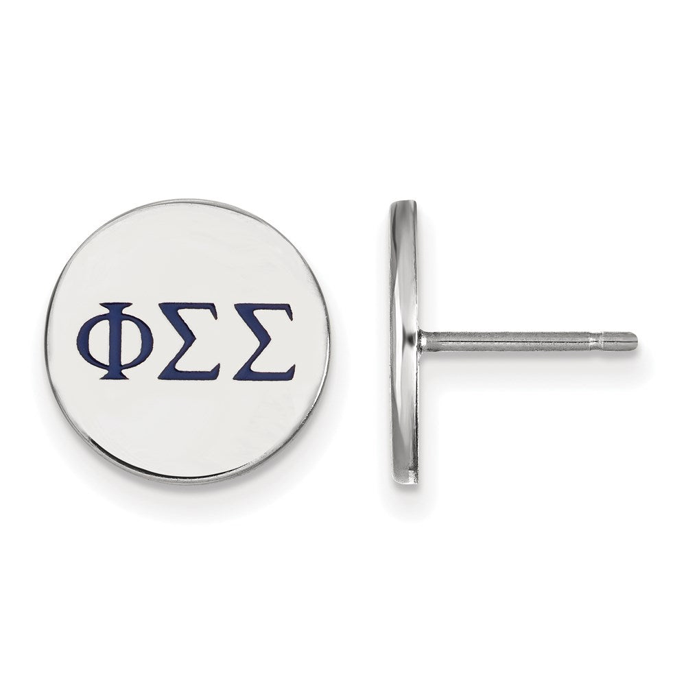 Sterling Silver Rhodium-plated LogoArt Phi Sigma Sigma Sorority Greek Letters Color Enamel Post Earrings