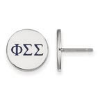 Sterling Silver Rhodium-plated LogoArt Phi Sigma Sigma Sorority Greek Letters Color Enamel Post Earrings