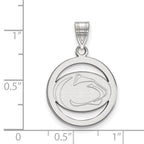 Sterling Silver Rhodium-plated LogoArt Penn State University Lion Medium Circle Pendant