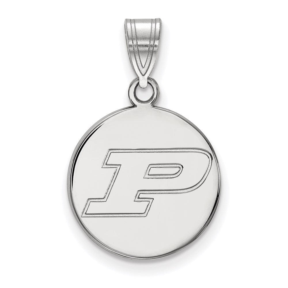 10k White Gold LogoArt Purdue University Letter P Medium Disc Pendant