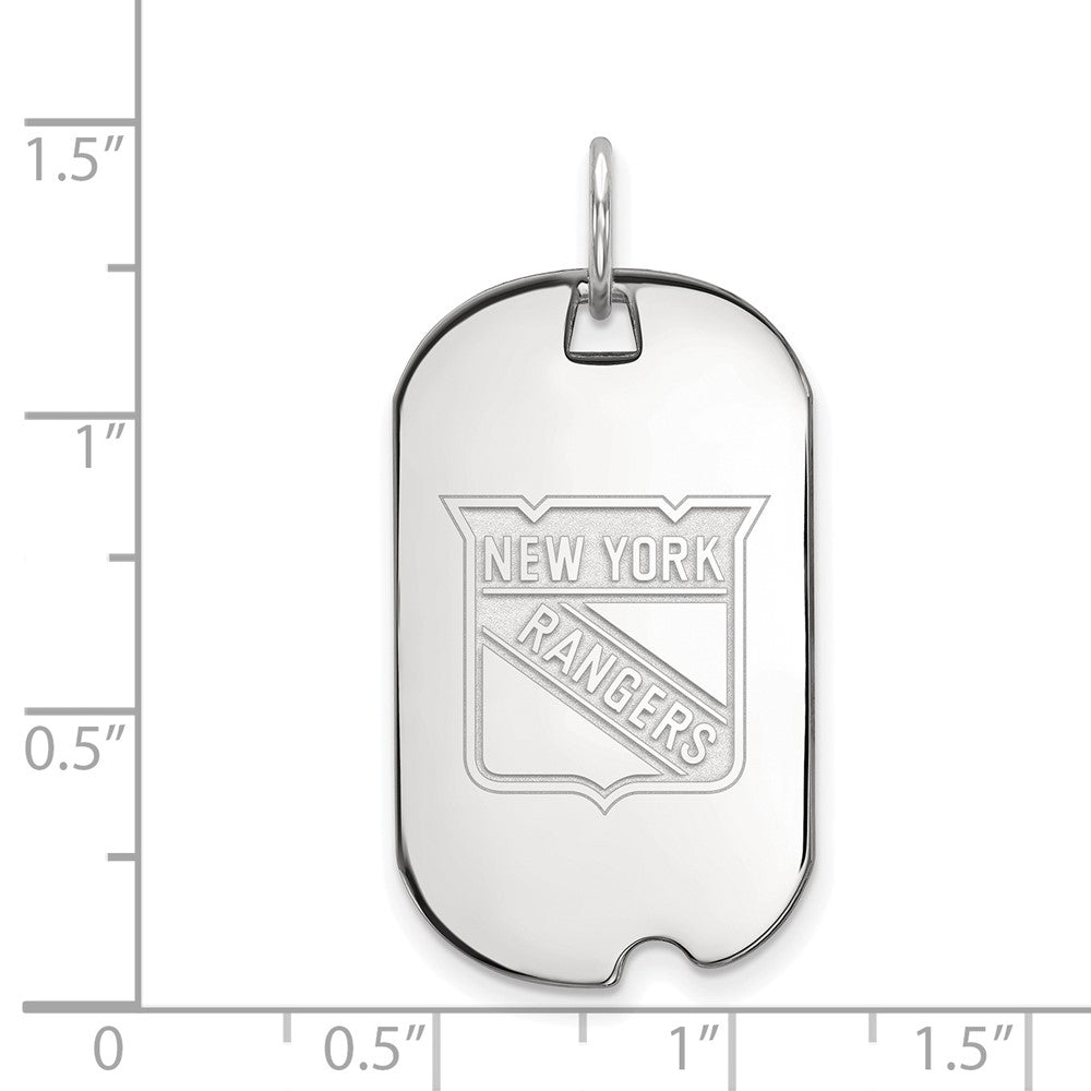 Sterling Silver Rhodium-plated NHL LogoArt New York Rangers Small Dog Tag Pendant