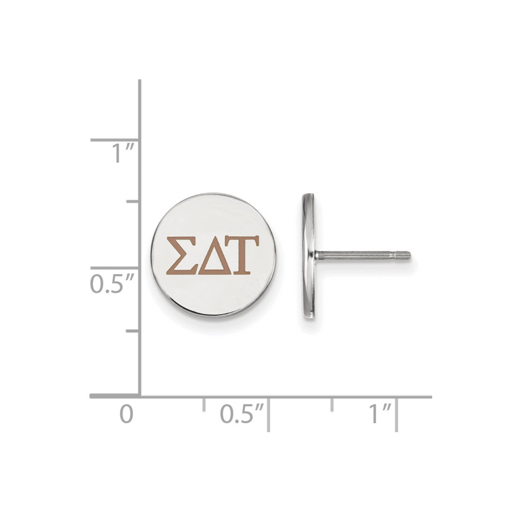 Sterling Silver Rhodium-plated LogoArt Sigma Delta Tau Sorority Greek Letters Color Enamel Post Earrings