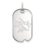 Sterling Silver Rhodium-plated NHL LogoArt San Jose Sharks Small Dog Tag Pendant