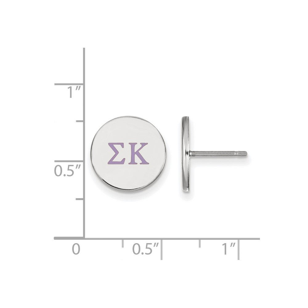 Sterling Silver Rhodium-plated LogoArt Sigma Kappa Sorority Greek Letters Color Enamel Post Earrings