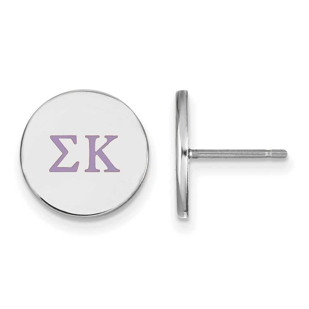 Sterling Silver Rhodium-plated LogoArt Sigma Kappa Sorority Greek Letters Color Enamel Post Earrings