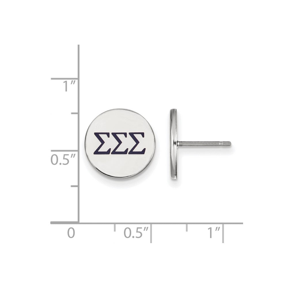 Sterling Silver Rhodium-plated LogoArt Sigma Sigma Sigma Sorority Greek Letters Color Enamel Post Earrings