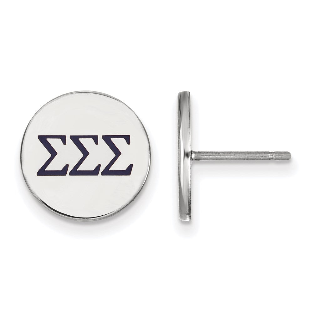 Sterling Silver Rhodium-plated LogoArt Sigma Sigma Sigma Sorority Greek Letters Color Enamel Post Earrings