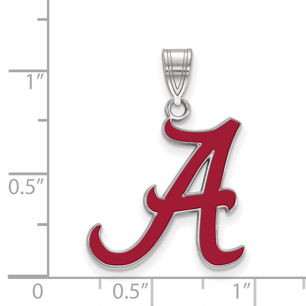 Sterling Silver Rhodium-plated LogoArt University of Alabama Letter A Large Enameled Pendant