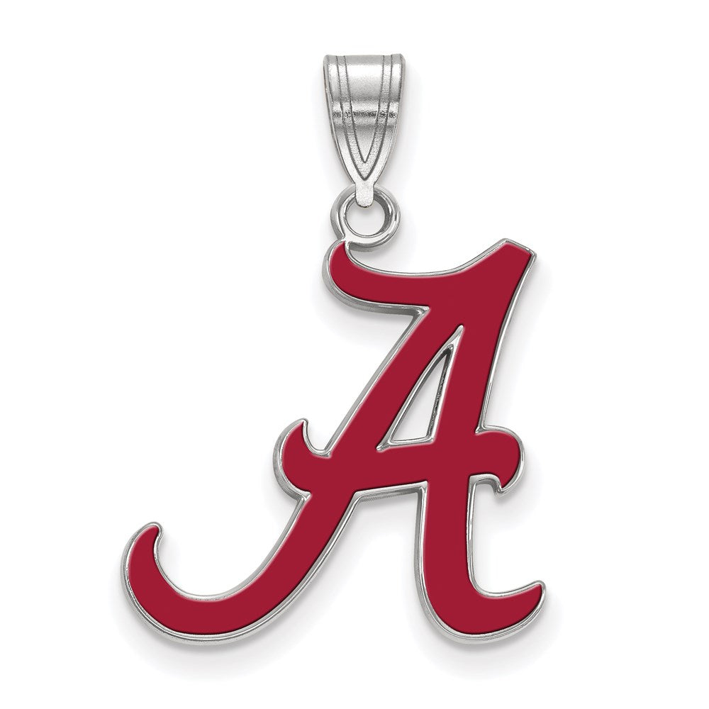 Sterling Silver Rhodium-plated LogoArt University of Alabama Letter A Large Enameled Pendant