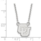 Sterling Silver Rhodium-plated LogoArt University of Colorado C-U Small Pendant 18 inch Necklace