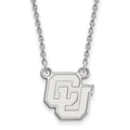 10k White Gold LogoArt University of Colorado C-U Small Pendant 18 inch Necklace