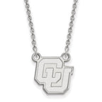 10k White Gold LogoArt University of Colorado C-U Small Pendant 18 inch Necklace